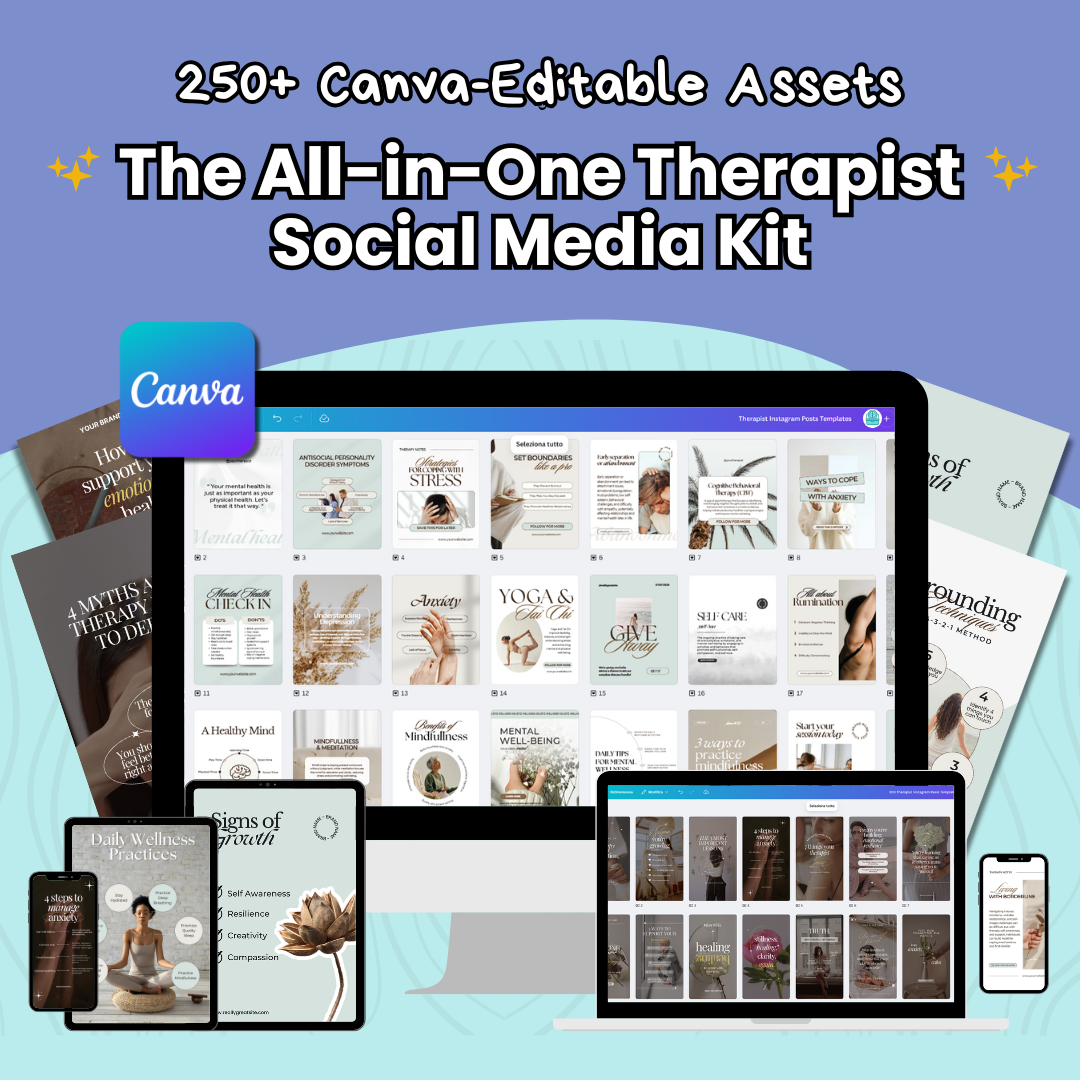 The All-in-One Therapist Social Media Kit – 250+ Canva-Editable Assets