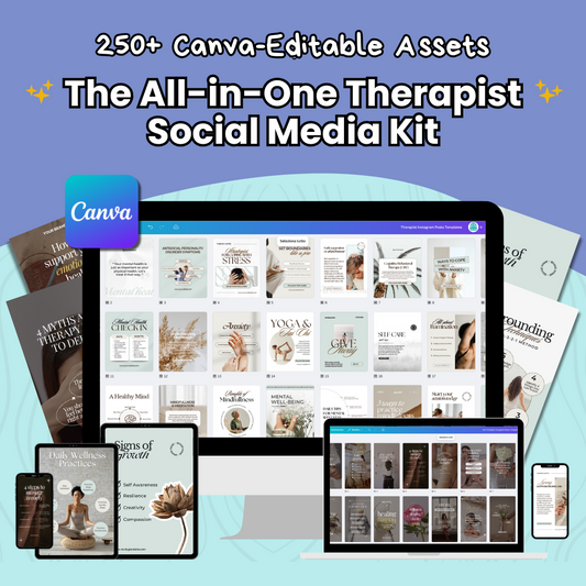 The All-in-One Therapist Social Media Kit – 250+ Canva-Editable Assets